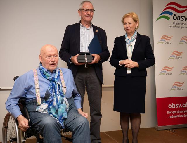 Franz Karl, Josef Fink und Brigitte Jank haben sich um den österreichischen Behindertensport verdient gemacht.