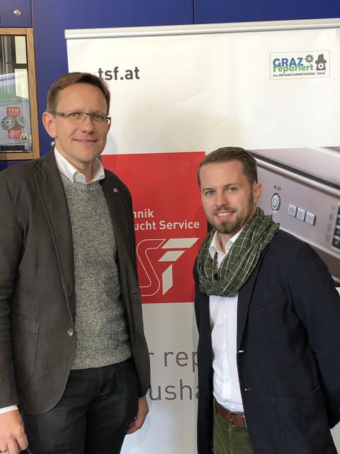 Im Austausch: Mario Fasching (TSF) mit WOCHE-Geschäftsführer Christoph Hausegger | Foto: KK