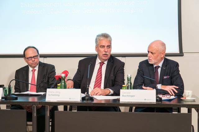 v. l.: Univ.-Prof. Dr. Thomas Szekeres, Präsident der Österreichischen Ärztekammer, Dr. Hans Jörg Schelling, Präsident des Vereins PRAEVENIRE und Dr. Gerald Bachinger, Niederösterreichischer Patienten- und Pflegeanwalt sowie Sprecher der Österreichischen Patientenanwälte.
