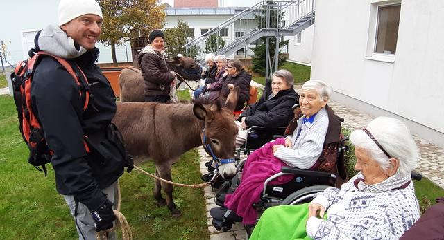 Elisabeth und Andreas Nussbaumer mit ihren Eseln Lucky und Martin | Foto: Pflegekompetenzzentrum Lackenbach