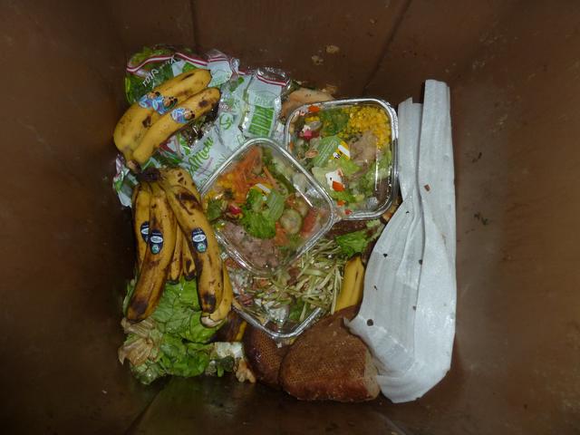 In Plastik verpacktes Obst und Gemüse wird einfach über die die Biotonne entsorgt...