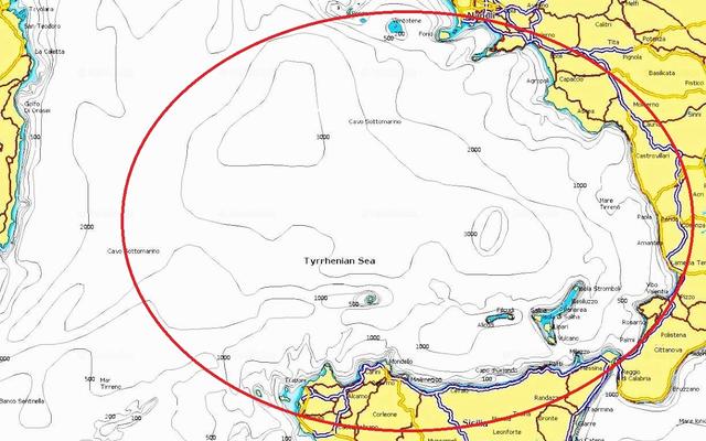 Das Revier im Süden des Tyrrhenischen Meeres von Neapel bis Sizilien.