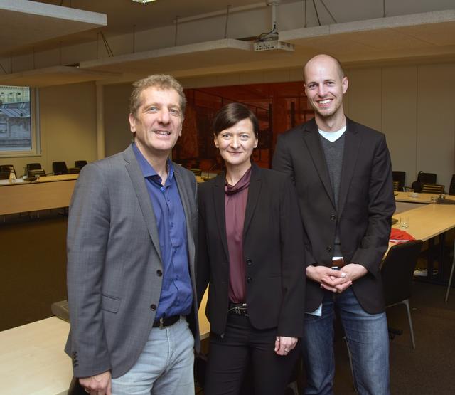 Christian Makor, Klubvorsitzender der SPÖ OÖ, Sabine Schatz, Mitglied der BVT-Untersuchungskommission und Nationalratsabgeordnete, und Florian Steininger, stellvertretender Klubdirektor des SPÖ Parlamentsklub (v. l.).