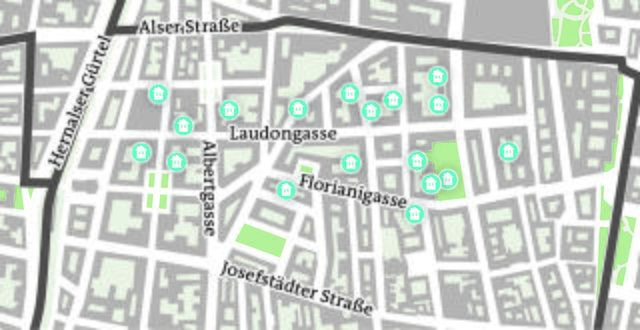 Auf Airbnb sind in der Josefstadt zahlreiche Wohnungen zu finden. Die Nähe zur Innenstadt ist hier sehr beliebt. | Foto: Grafik: Scherzer, Plan: APA