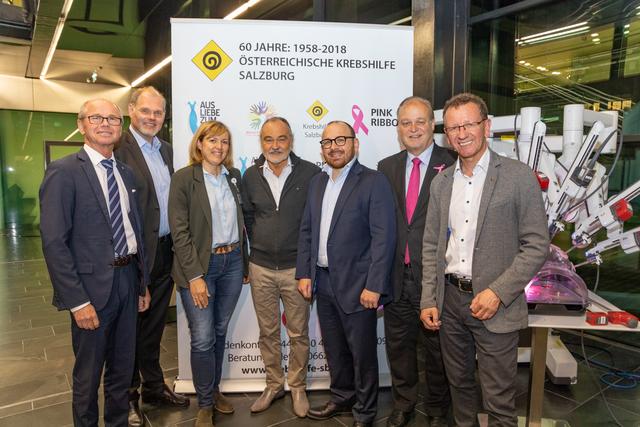 Thementag Männergesundheit im Tauernklinikum in Zell am See: Landeshauptmann-Stellvertreter Christian Stöckl, Franz Öller, Martina Grießer, Rudolph Pointner, Stephan Hruby, Anton-H. Graf und Andreas Wimmreuter.