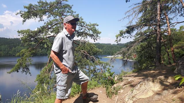 Ruine Dobra mit Blick zum See.