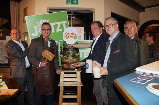 Die Köflacher 3er-Koalition war auch beim fröhlichen Bockbieranstich der ÖVP Köflach im Stadtcafé Pötscher gemeinsam vor Ort. | Foto: Almer