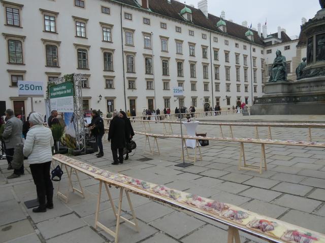 250 Meter und 50 Zentimeter betrug die lange Brettljause im Inneren Burghof der Wiener Hofburg.