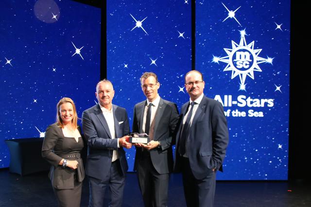 Vertriebspartner-Ehrung (von links): Manuela Gollner (MSC Kreuzfahrten), Klaus Sagmeister, Andreas Sagmeister, Werner Fankhauser (MSC Kreuzfahrten). | Foto: Reisebüro Sagmeister