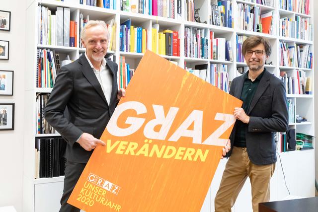 Wollen die Grazer für das Kulturjahr begeistern: Stadtrat Günter Riegler (l.) und Programmbeirats-Vorsitzender Christian Mayer. | Foto: Jorj Konstantinov