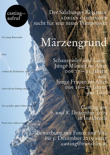 Castingaufruf für die Verfilmung von "Märzengrund"