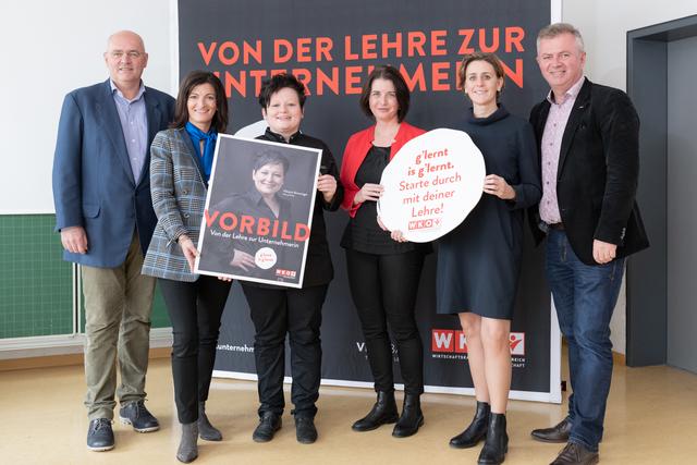 v.l. Christoph Wiesner, Margit Angerlehner (beide WKO), Viktoria Stranzinger, Daniela Hofinger, Doris Dim-Knoglinger, Josef Heißbauer (WKO)