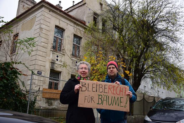 Sie fordern ein Bleiberecht für die Bäume im Strohbergviertel: Donata Herz und Markus Mor.