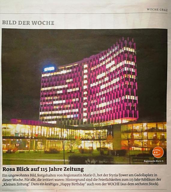 115-Jahr-Jubiläum der Kleinen Zeitung, Styria-Tower am Gardollaplatz