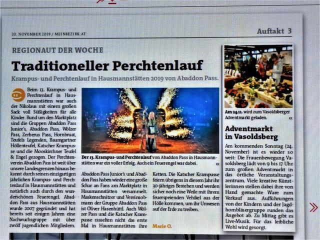 Perchtenlauf Hausmannstätten und der Feuerengel von Abaddon Pass