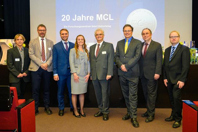 Jubiläumsfeier: Otto Starzer (FFG), Gerd Holzschlag (SFG), Andreas Weber (BMVIT), Gisele Amancio (MCL), Reinhold Ebner (MCL), Rektor Wilfried Eichlseder (Montanuniversität Leoben), KR Willibald Mautner (Finanzreferent Stadt Leoben), Stefan Riegler (BMDW) (v.l.).
 | Foto: Foto Freisinger