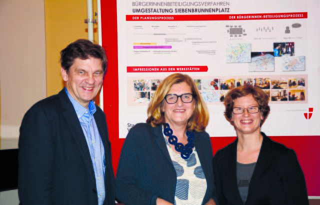 Neben Bezirkschefin Schaefer-Wiery (Mitte) waren auch das Planungsbüro Traffix und die MA 19 (Stadtgestaltung) vertreten.