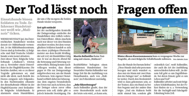 Artikel der Vorwoche in den Bezirksblättern.