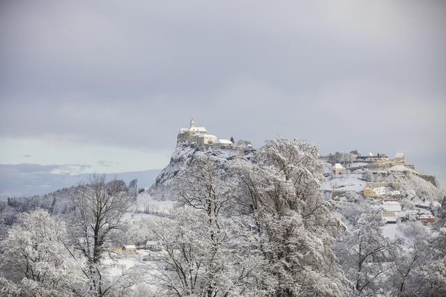 Winterliche Ausblick auf die Riegersburg