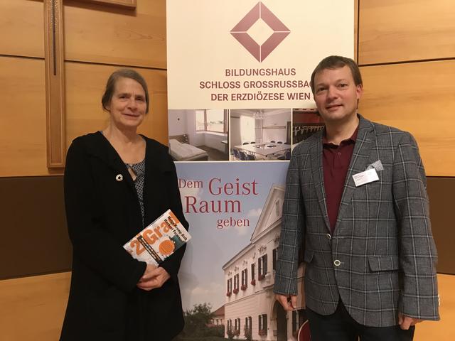 Klimaexpertin Helga Kromp-Kolb und Umweltbeauftragter Markus Gerhartinger vom Bildungshaus.