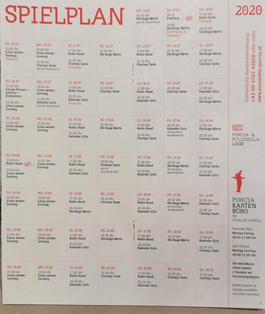 Der aktuelle Spielplan