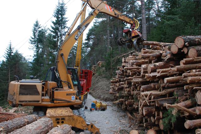 Die Holzbringung ist mitunter nur mit schwerem Gerät möglich.