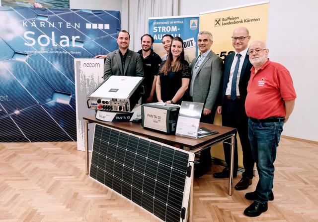 Bei der Auftakt-Veranstaltung: Christoph Pöck (BKS Bank), Christoph Biedermann (Elektro Röttl), Michael Jaindl, Silvia Häusl-Benz, Jürgen Freithofnig, Gerfried Pink (Raiffeisen Landesbank Kärnten) und Michael Habernigg (v. l.)