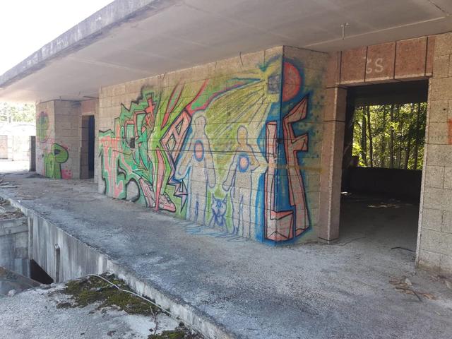 Graffities zieren die Wände der Reha-Ruine.  | Foto: BezirksRundschau