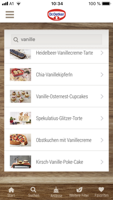 Unser App-Tipp der Woche: Dr. Oetker Rezeptideen ist eine App mit einer großen Auswahl an Backrezepten. | Foto: Screenshot