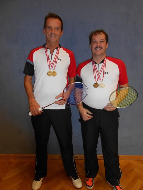 Erfolgreiche Weizer: Johann Almer (l.) und Harald Knoll. | Foto: Badmintonclub ATUS Weiz