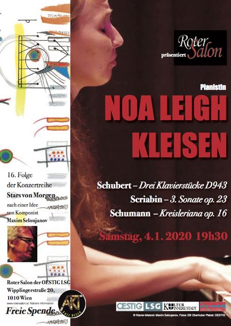 Niederländerin NOAH LEIGH KLEISEN auf pianistischer Seelenwanderung mit Schumann, Schubert und Skriabin.  | Foto: Klavier-Malerei: Maxim Seloujanov, Fotos: Elfi Oberhuber, Plakat: OESTIG