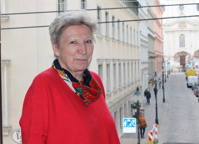 Vom Bezirksmuseum aus sieht Maria Ettl auf die Maria-Treu-Gasse.