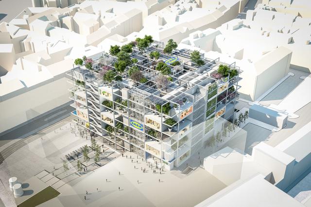Auf dem Dach und an der Fassade des neuen Ikea sollen insgesamt 160 Bäume gepflanzt werden.
