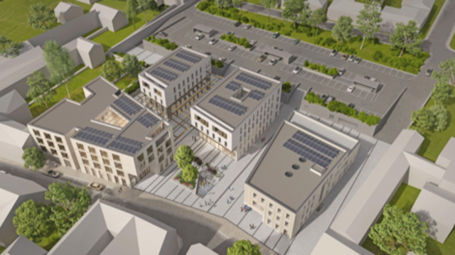 Das neue "Impulszentrum" für Mattersburg wird sich aus vier Gebäuden zwischen der Hirtengasse und der Michael-Koch-Straße zusammensetzen | Foto: Stadtgemeinde Mattersburg