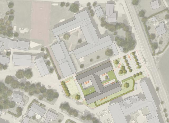 Der Bildungscampus Braunau: Der Plan des Rieder Architekturbüros Bauböck zeigt, wie das Gebäude in Zukunft aussehen könnte.  | Foto: Architekturbüro Bauböck