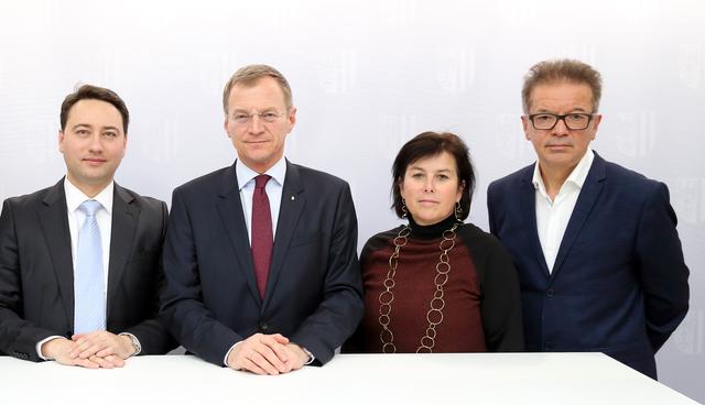 Manfred Haimbuchner (FPÖ), Thomas Stelzer (ÖVP), Birgit Gerstorfer (SPÖ) und Rudi Anschober (Grüne).  | Foto: BRS