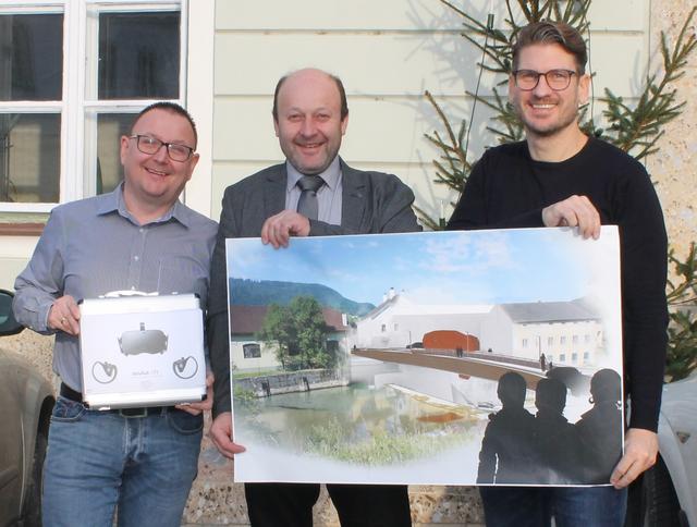 Stimmabgabe mit virtueller Realität: Franz Muthentaler, Franz Aigner und Bernhard Hofecker in der Stadt Scheibbs.