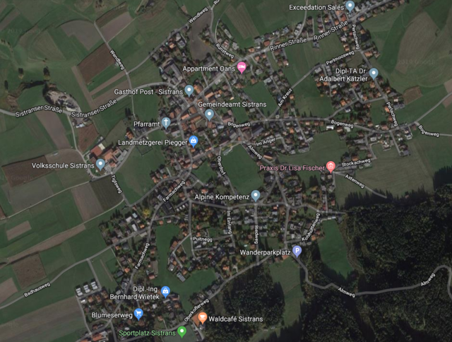 Im Gemeindeamt liegt bis zum 30. Dezember der ergänzte Entwurf für den Gefahrenzonenplan auf. | Foto: Google Maps