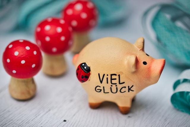Schweine, Fliegenpilze oder Marienkäfer sind gängige Glücksbringer.