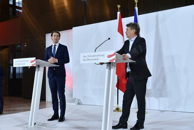 Die beiden Parteichefs Sebastian Kurz und Werner Kogler werden in Zukunft wohl öfters gemeinsam auftreten. | Foto: RMA/Spitzauer