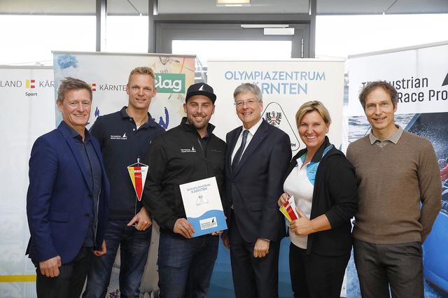 Kooperationspartner: Landessportdirektor Arno Arthofer, Gerwin Jansen, Julian Kircher, Peter Kaiser, Christiane Loinig und Alexander Onysko
