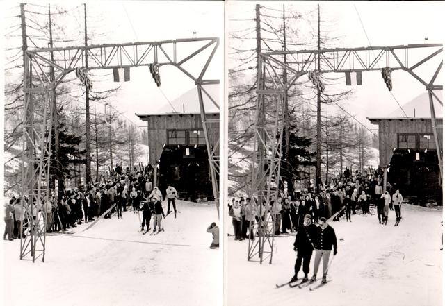 Lifteröffnung am 23.01.1960. Bürgermeister Karl Probst (links) und DDr. Gerhard Rosenberg.