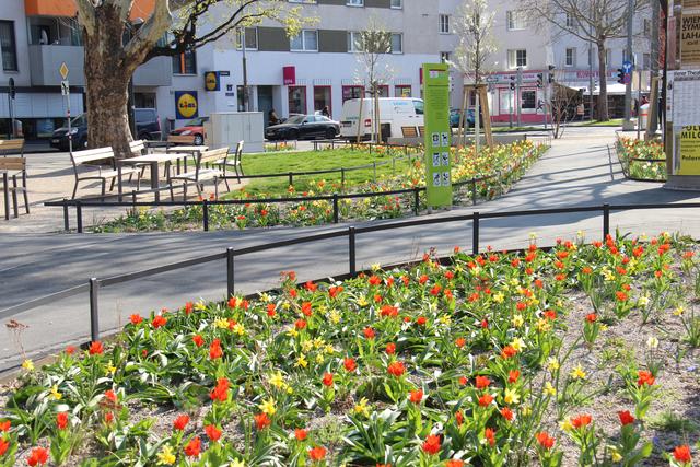 Ein Vorzeigeobjekt in Sachen Grünflächen ist der neu gestaltete Hoßplatz. 2020 soll eine Sprühnebelanlage installiert werden.