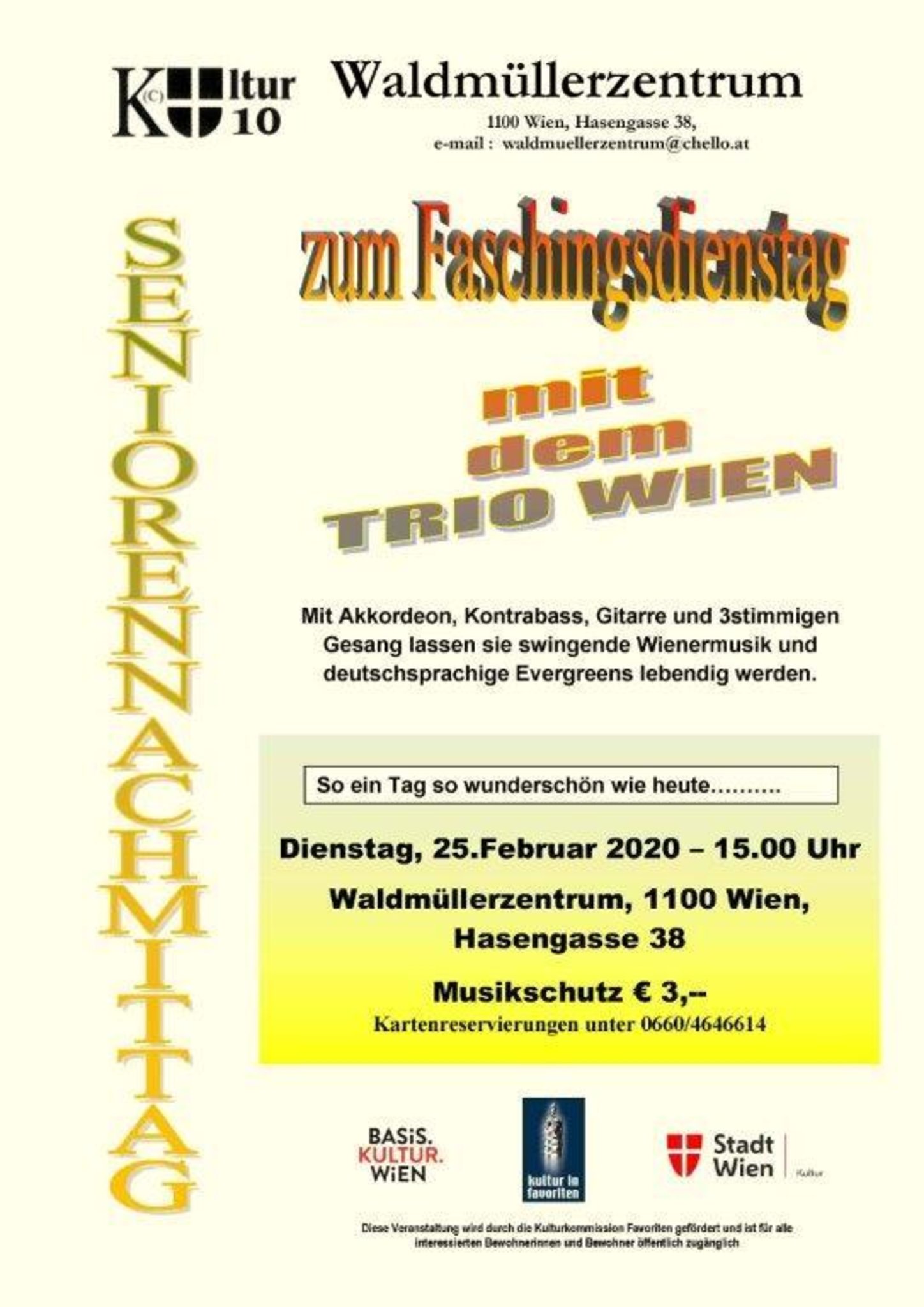 Kultur 10 Waldmullerzentrum Faschingsdienstag 25 02 2020 Favoriten