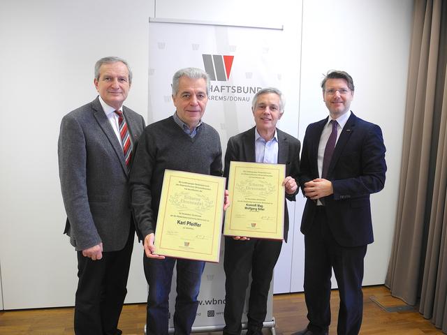 Organisationsreferent Herbert Aumüller, Karl Pfeiffer, KommR Wolfgang Siller, Bezirksgruppenobmann Thomas Hagmann