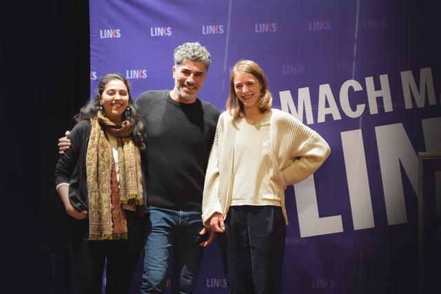 Mahsa Ghafari, Can Gülcü und Anna Svec (v. l.) wurden als Sprecherinnen und Sprecher der neuen linken Organisation gewählt.