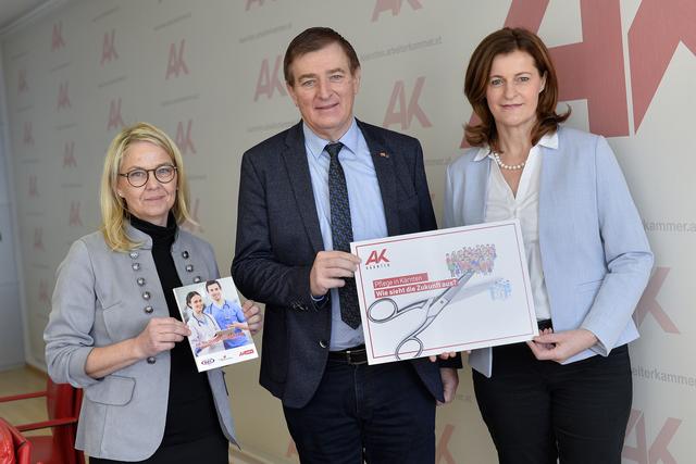 Referatsleiterin Monika Hundsbichler (li.), Günther Goach und Ursula Heitzer präsentierten die ersten Erkenntnisse der Registrierung von Beschäftigten in Gesundheitsberufen.