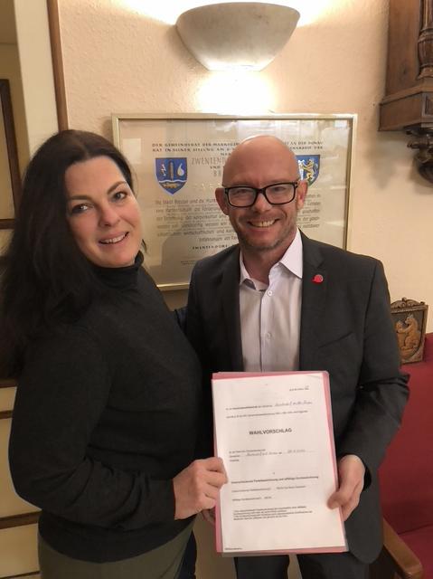 Sabine Pengl, Spitzenkandidatin mit Bernd Pinzer NEOS Gemeinderat Zwentendorf.
