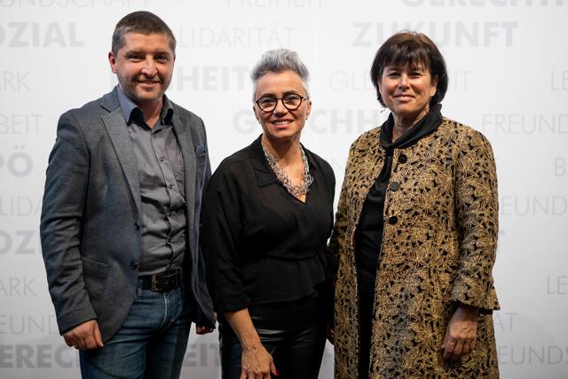 SWV-Landesgeschäftsführer Helmut Mitter, SWV-Präsidentin Doris Margreiter, SPÖ-Landesparteivorsitzende Birgit Gerstorfer (v. l.)