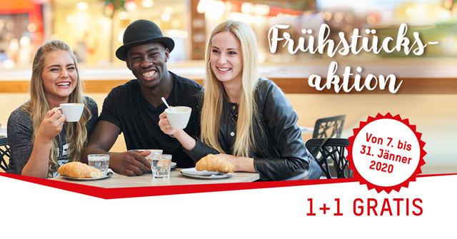 Bis Ende Jänner gibt es bei der Frühstücksaktion im ATRIO Villach 1+1 gratis Frühstück.